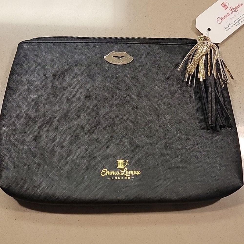 Emma Lomax Black and Gold Tassel Makeup Clutch Bag - Picture 3 of 16